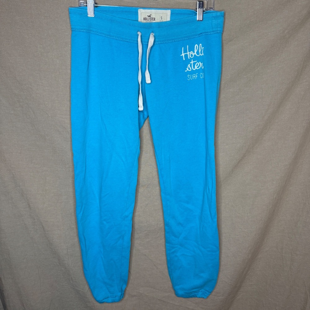 Y2K Hollister Turquoise Blue Logo Jogger Sweatpants Small Preppy Vintage - Picture 2 of 6